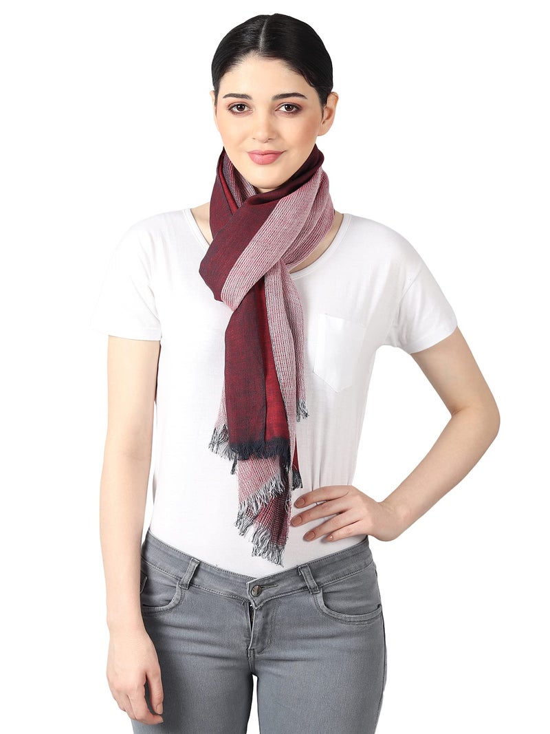 Flyer Women's stole/scarf Colour- Maroon Red & White stylish 100% soft viscose ethnic scarves pack of 1 ST-12 - Image 2