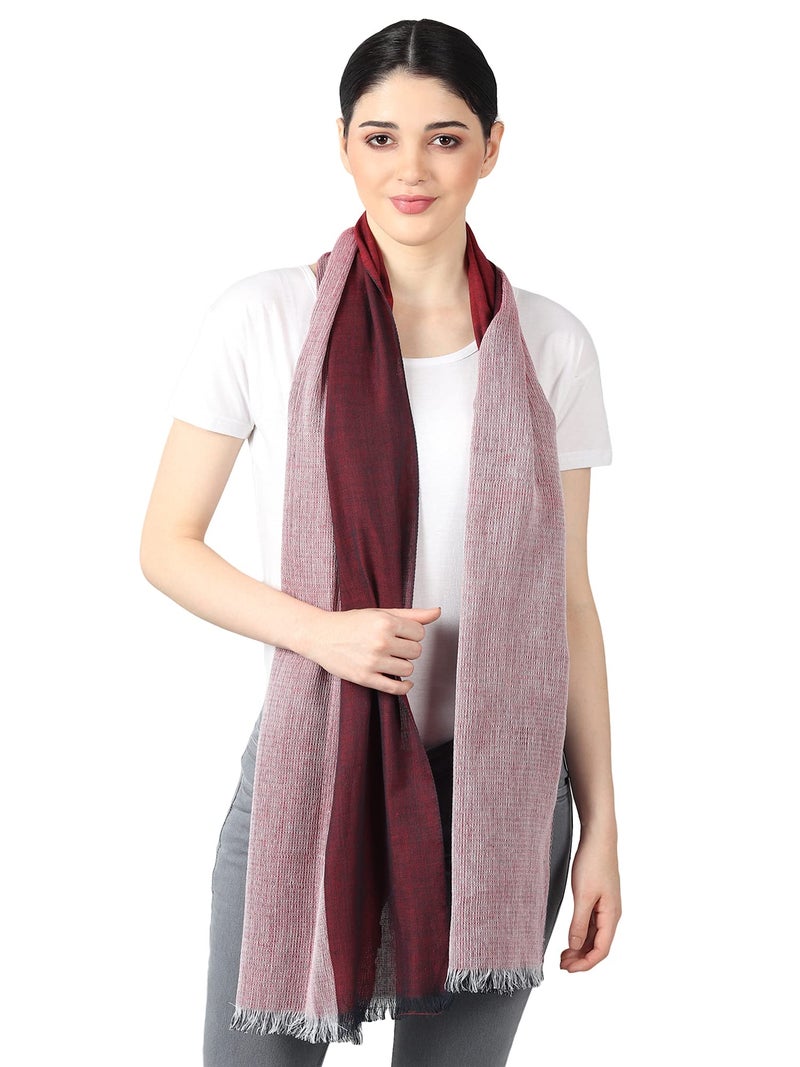 Flyer Women's stole/scarf Colour- Maroon Red & White stylish 100% soft viscose ethnic scarves pack of 1 ST-12 - Image 1