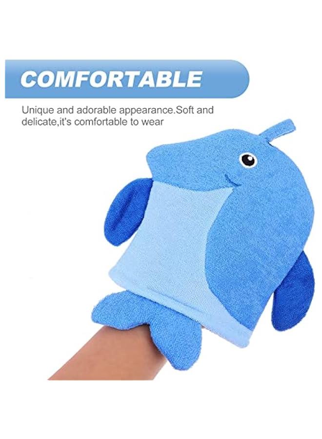 MOXO 5 Kids Bath Sponge Mitt Glove Set Ultrasoft Baby Sponge for Bath Time Adorable Animal Shower Mitt Loof Scrub Gloves for Toddlers and Babies - Image 2