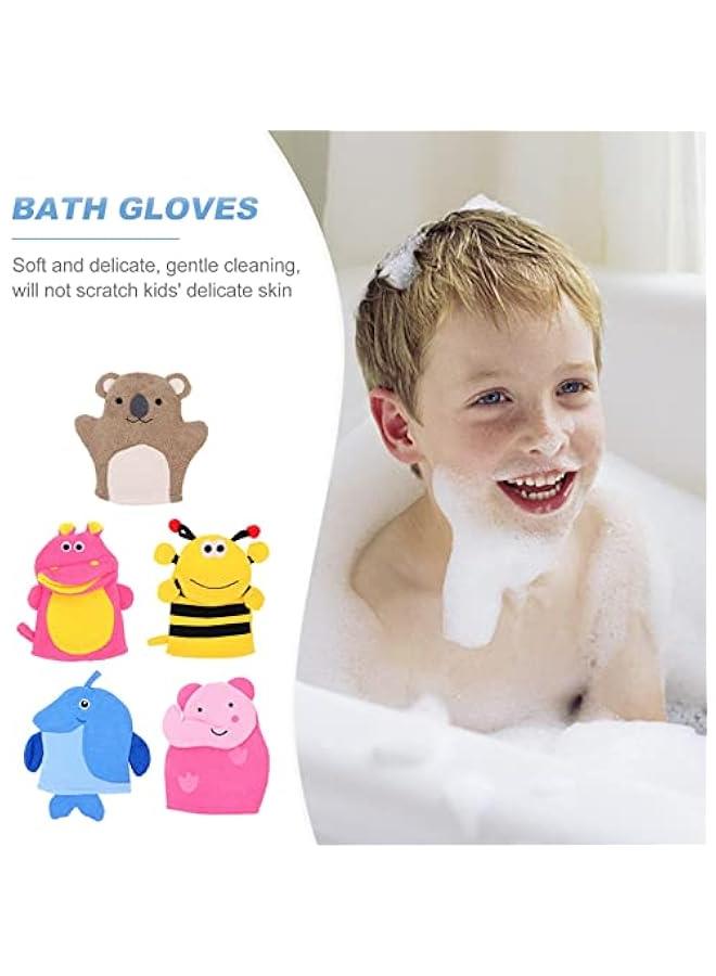 MOXO 5 Kids Bath Sponge Mitt Glove Set Ultrasoft Baby Sponge for Bath Time Adorable Animal Shower Mitt Loof Scrub Gloves for Toddlers and Babies - Image 4