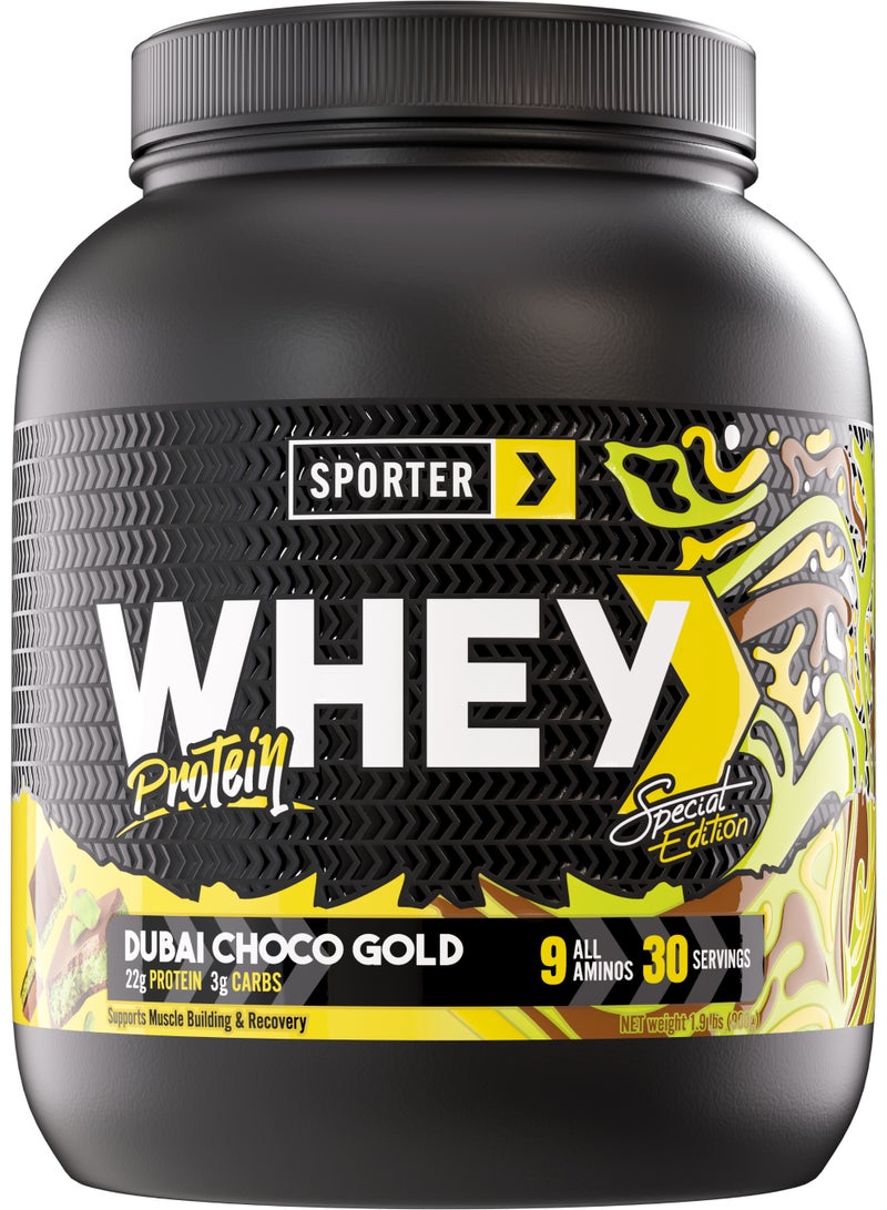 Sporter Whey Protein Powder - High Primary Source Protein 22.5 Grams for Muscle Building, Support & Recovery - Dubai Choco Gold - Image 1