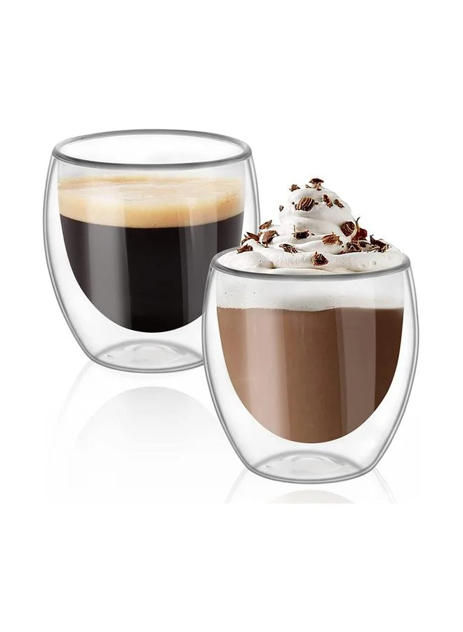 كويزين أرت طقم من 2 كوب زجاج بجدار مزدوج 250 مل