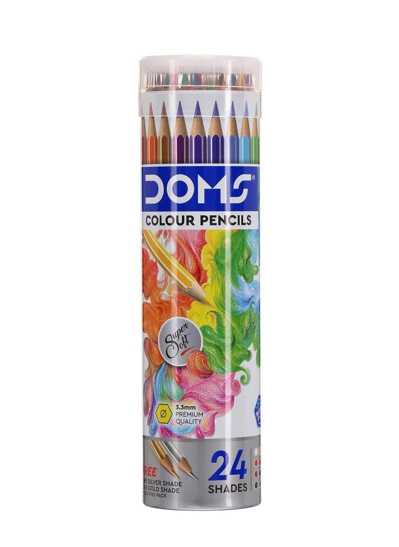 DOMS - Non-Toxic Colour Pencil Set in Round Tin Box (24 Assorted Shades x 1 Set) - Image 1