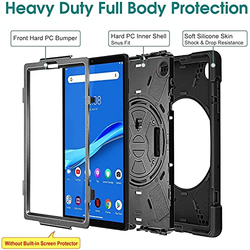 ProElite Rugged 3 Layer Armor case Cover for Lenovo Tab M10/K10 FHD Plus 10.3" X606V / TB-X606F / TB-X606X with Hand Grip and Rotating Kickstand with Shoulder Strap, Black - Image 5