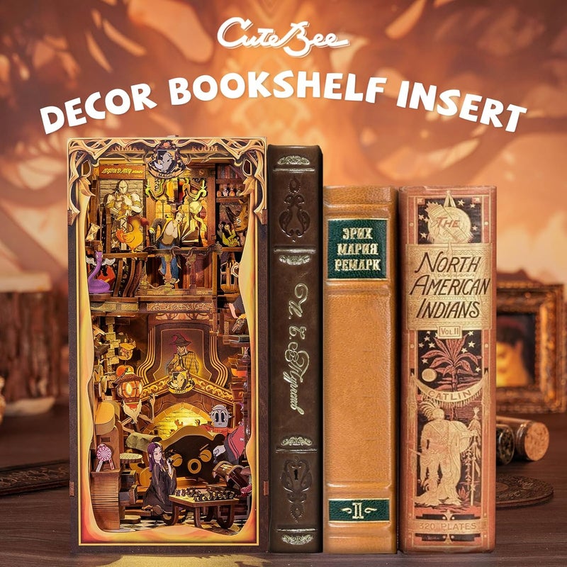 CUTEBEE Book Nook Kit - DIY Miniature House Magic Dollhouse Kit for Adults Teens, Fantastic Booknook Bookshelf Decor Beasts Alley Model Build with LED Light (Fantastic Animal Common Room) - Image 3