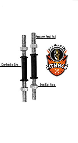 FITNACE 14 INCH Steel Adjustable Dumbbell Rod with Iron Nuts (Pack of 2) (14) - Image 3