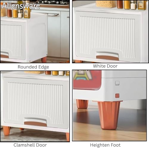Aliensware 2Pcs X-Large Cabinet Storage Organizer 45 X 38 X 65 CM for Clothes/Cupboard/Plastic Almirah/Foldable Kid Wardrobe for Toys/Stackable Cabinet for Home,Bedroom,Bathroom,Kitchen-White - Image 2