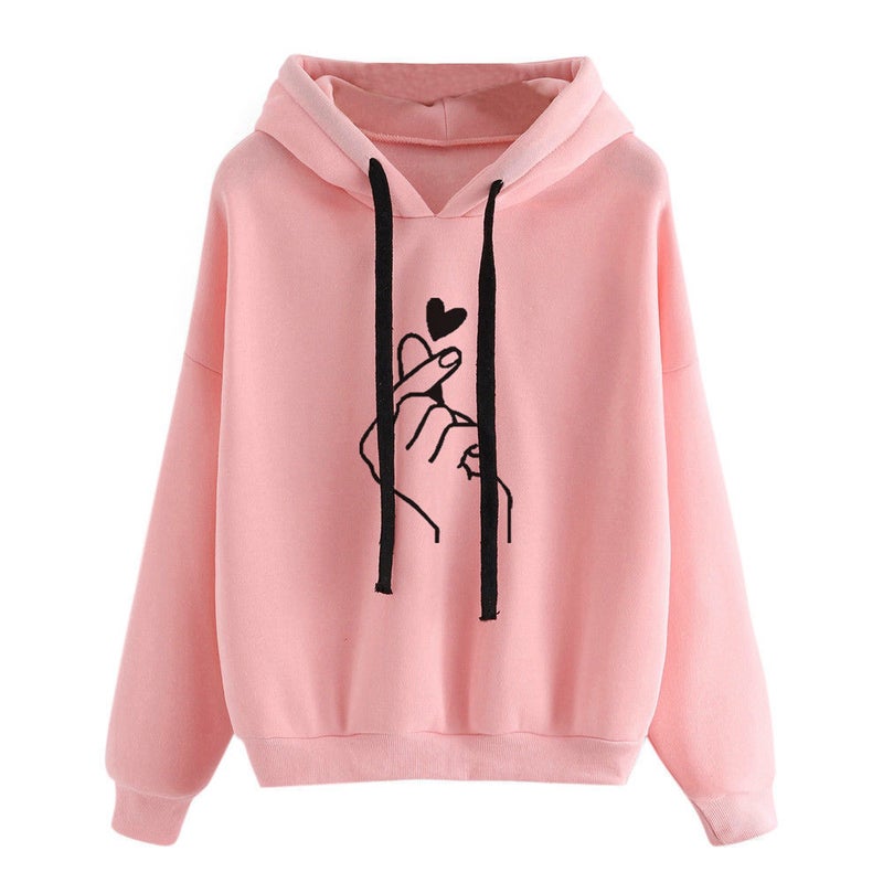 Casual Printed Hoodie Sweatshirt for Women OUA49608 Pink  - Image 1