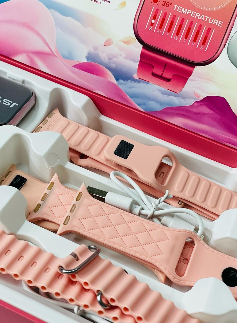 M44 Mini 5 Gift Collection watch with headphones Luxurios Full Touch Color Screen Bluetooth Calling Health and Sports Smartwatch Pink  - Image 3