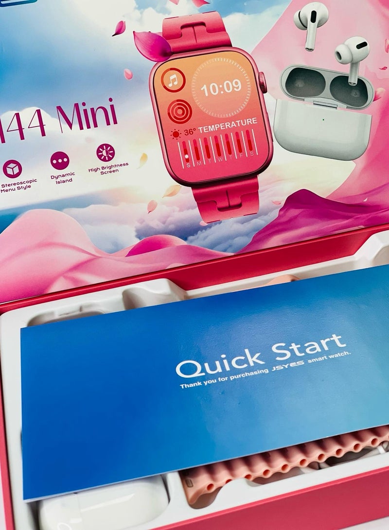 M44 Mini 5 Gift Collection watch with headphones Luxurios Full Touch Color Screen Bluetooth Calling Health and Sports Smartwatch Pink  - Image 2