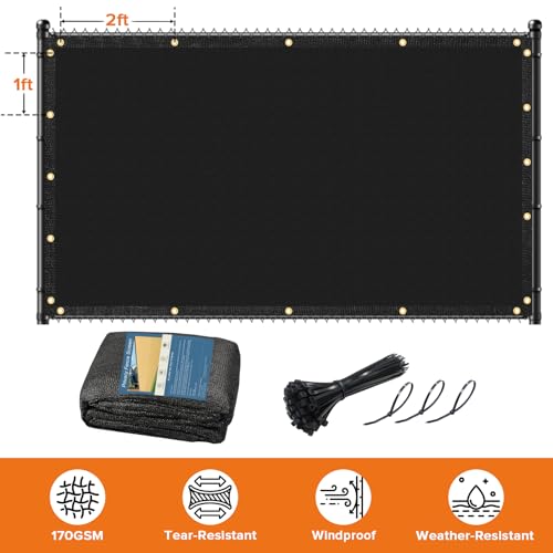 Cisvio 5ftx50ft Fence Privacy Screen Heavy Duty 170 GSM Windscreen & Dustproof Fabric Privacy Screen Covering Mesh Fencing for Outdoor Patio, Balcony, Pool Deck, Black - Image 5