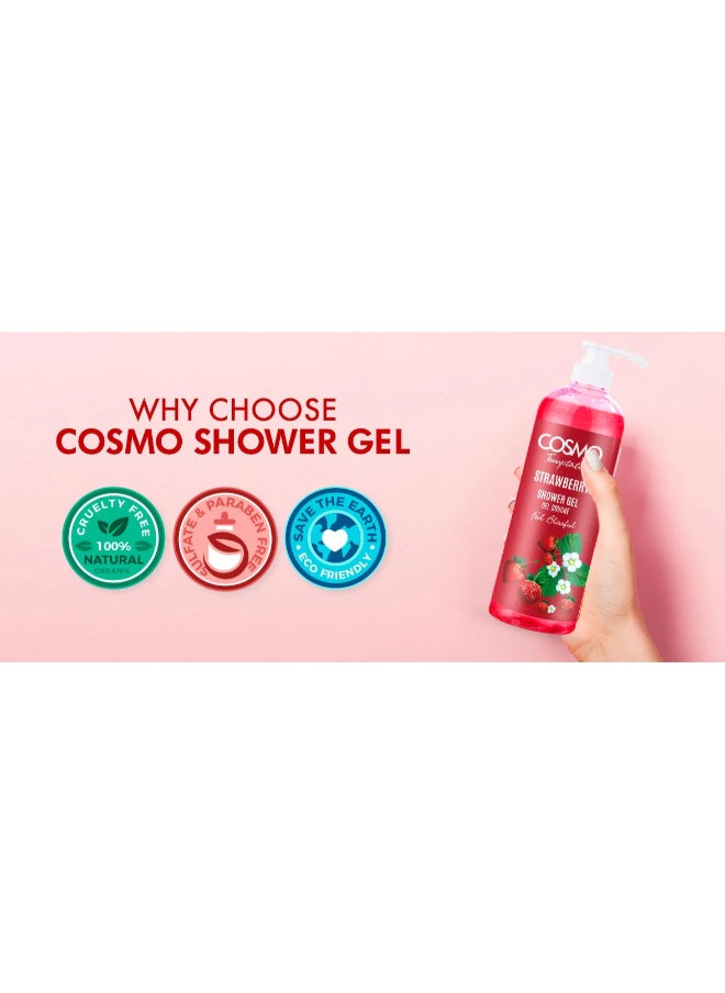 COSMO Cosmo Temptation Strawberry Shower Gel 1000ml for Men & Women  - Image 3