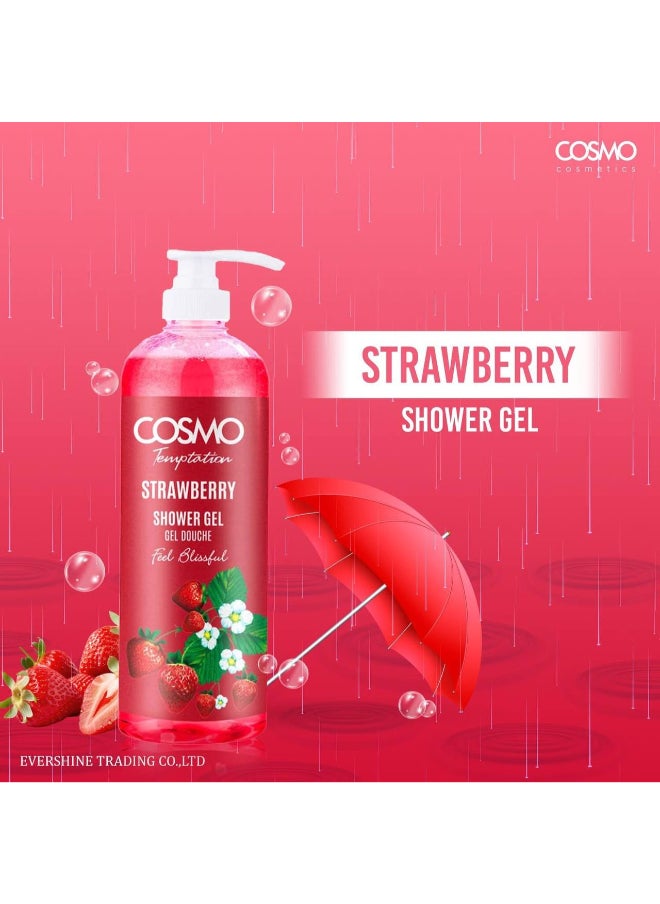 COSMO Cosmo Temptation Strawberry Shower Gel 1000ml for Men & Women  - Image 5