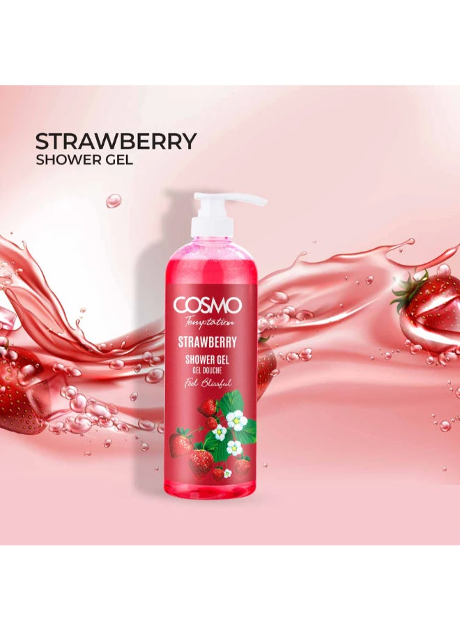 COSMO Cosmo Temptation Strawberry Shower Gel 1000ml for Men & Women  - Image 2