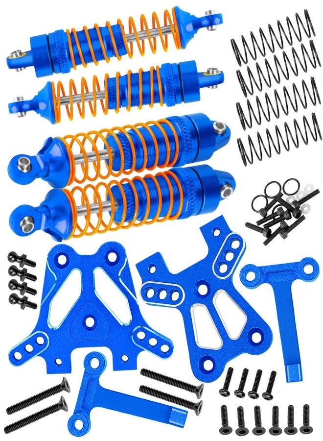 hopsupRC Aluminium Front Rear Assembled Full Metal Shocks&Front Rear Shock Tower Upgrades Part for 1/18 LaTrax Teton Desert Prerunner,Replace Parts 7660 7665 7637(Navy Blue) - Image 1
