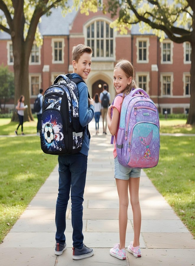 Cusangel Backpack for Boys Girls School Bookbags,Kindergarten Elementary Middle School Lightweight Waterproof Multifunctional Large Capacity for Backpack (16 inch Soccer Fun Prints) - Image 3