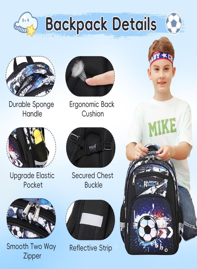 Cusangel Backpack for Boys Girls School Bookbags,Kindergarten Elementary Middle School Lightweight Waterproof Multifunctional Large Capacity for Backpack (16 inch Soccer Fun Prints) - Image 4