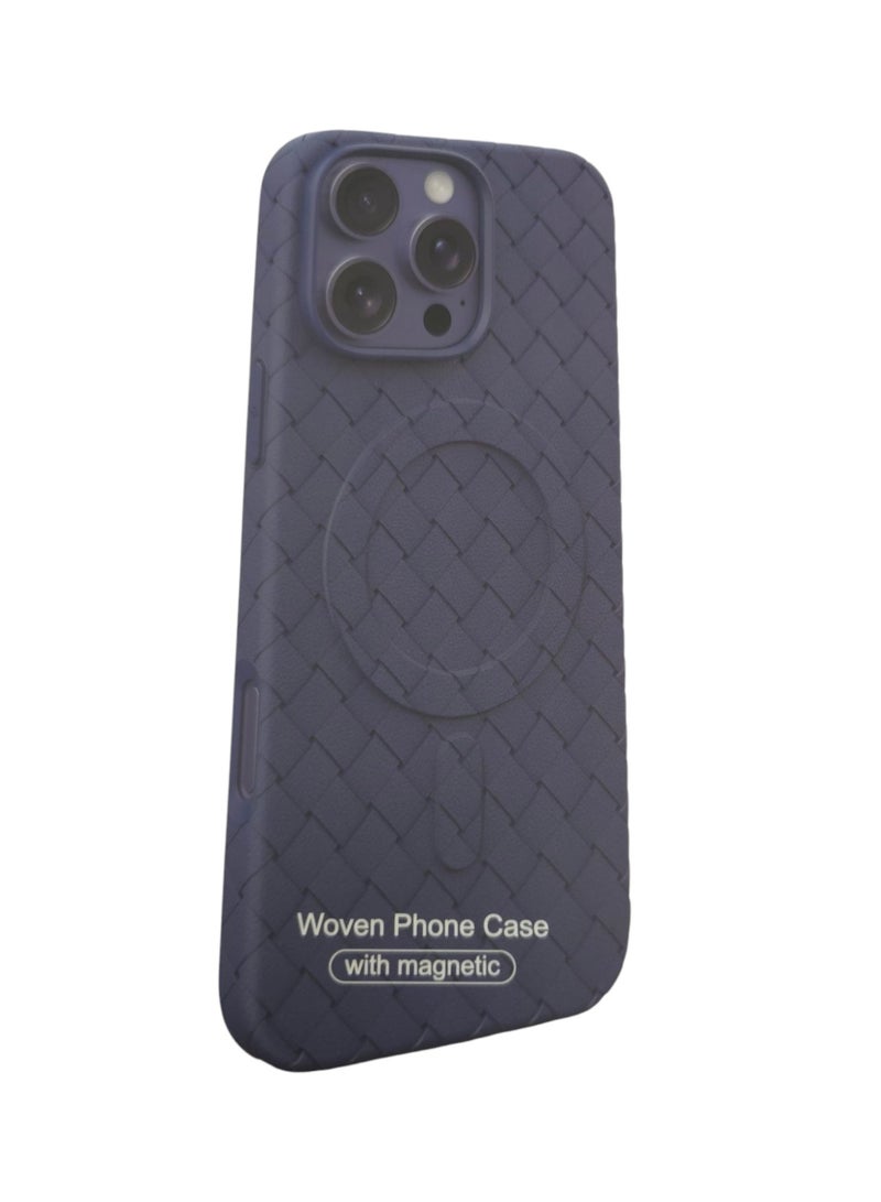 جراب لهاتف 16برو ماكس ، مصنوع من نسيج كامل، ملمس الجلد، أداة مبتكرة تجمع بين الحماية القصوى والتصميم الأنيق، باستخدام مواد عالية الجودة وتقنيات متقدمة، اللون: (أزرق) - Image 3