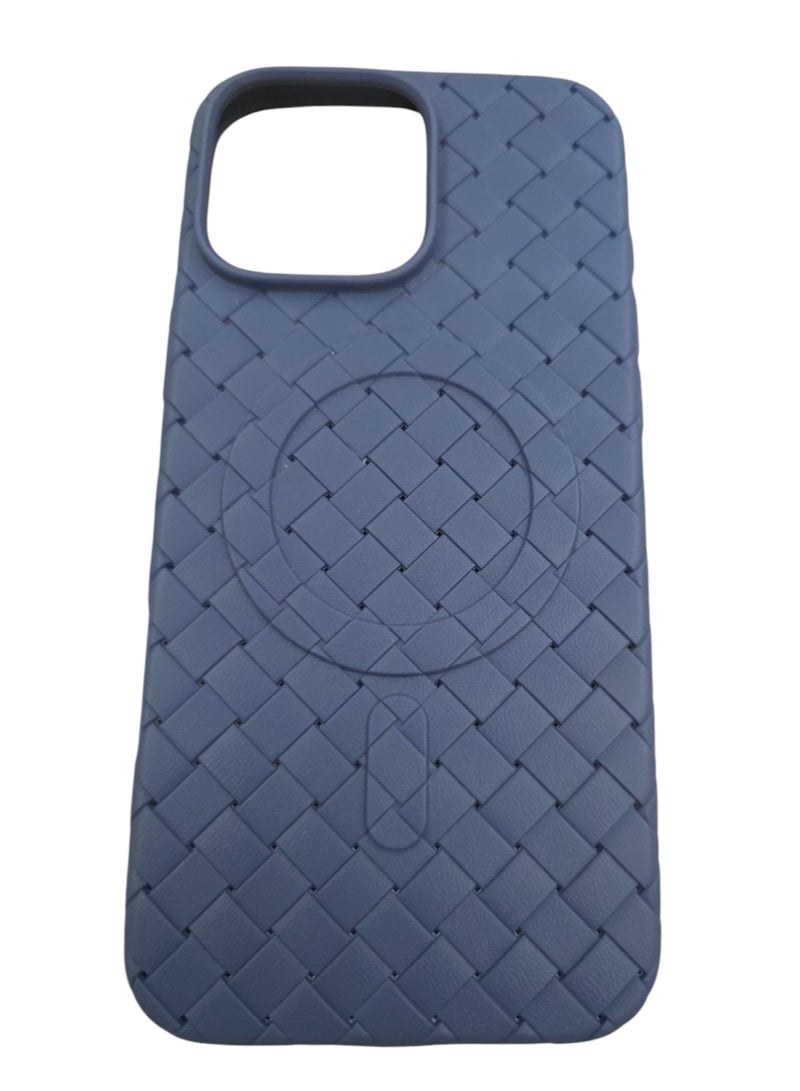 جراب لهاتف 16برو ماكس ، مصنوع من نسيج كامل، ملمس الجلد، أداة مبتكرة تجمع بين الحماية القصوى والتصميم الأنيق، باستخدام مواد عالية الجودة وتقنيات متقدمة، اللون: (أزرق) - Image 1