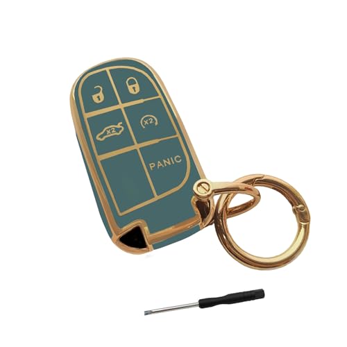RGOAANC Jeep Key Fob Cover with Keychain Soft TPU Shell Protection Compatible with Jeep Smart Key 35 Buttons Gray - Image 1