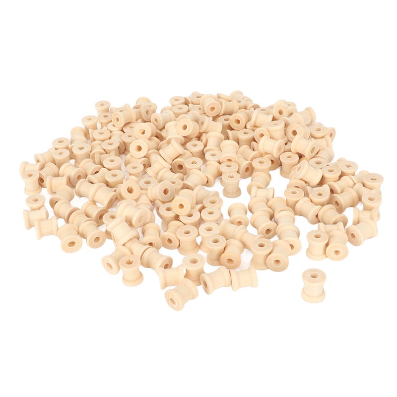 200Pcs Wooden Spools 0.55in 0.51in Unfinished Polished Wood Smoothing Wooden Barrel Spools for Threading Decoration - Image 5