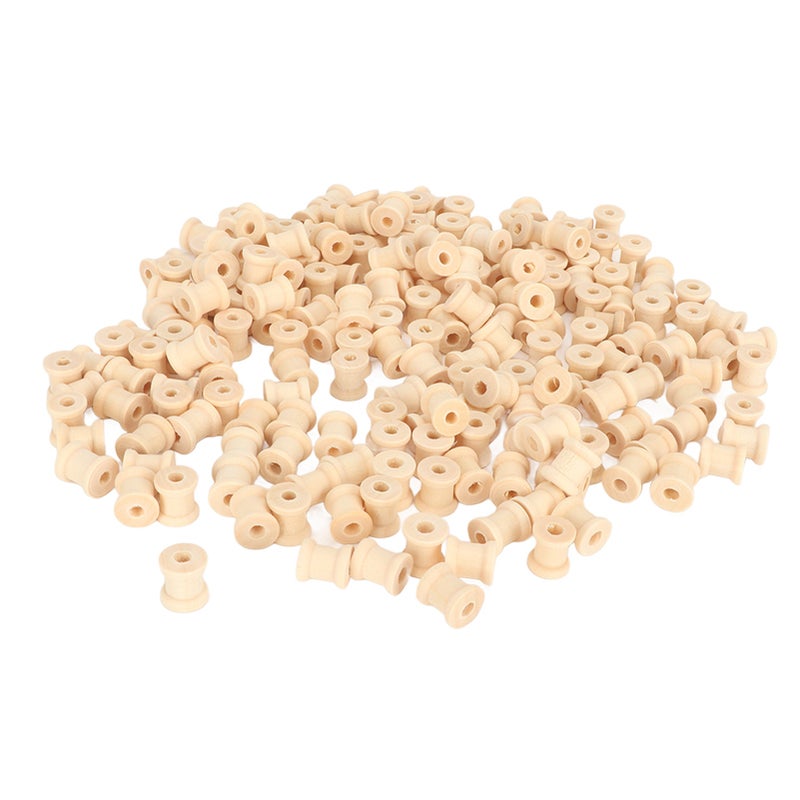 200Pcs Wooden Spools 0.55in 0.51in Unfinished Polished Wood Smoothing Wooden Barrel Spools for Threading Decoration - Image 2