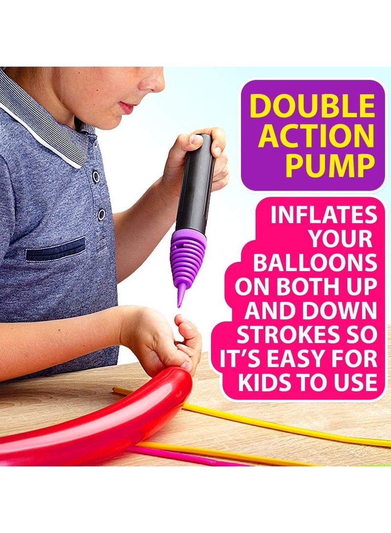 KASTWAVE 200Pcs DIY Twisting Balloons with Hand Pump - Double Action Pump for Sculpting Balloon Animals. Premium Balloons, Birthdays Wedding Anniversaries Party Decorations Multicolor, Risk-Free - Image 3