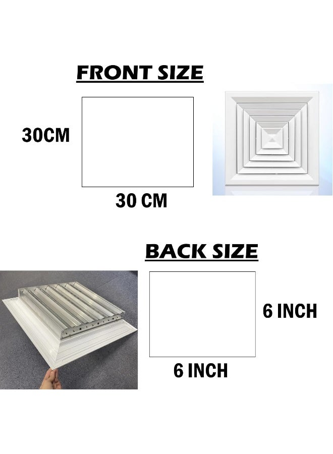 Biella Aluminum Air Supply & Return Diffusers – Square Ceiling Ventilation Solutions for Studios, Hospitals, Theaters, Classrooms, and Office (SUPPLY (6 INCH X 6 INCH)) - Image 2