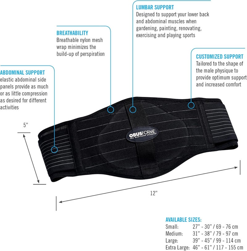 ObusForme Back Support Belt with Builtin Lumbar Support  Lower Back Brace  Elastic Abdominal Support  Breathable Lightweight Compression Band XLargeXXLarge Men - Image 3