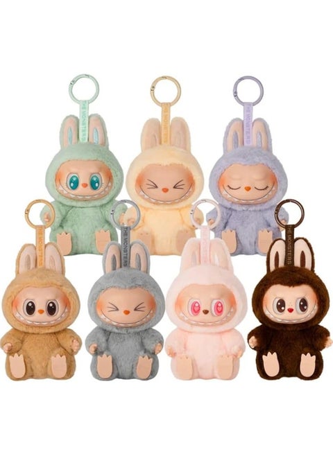 Plush Bunny Dolls Collection, Cute Animal Keychains, Random Blind Box, Set of 6 Pastel Colors