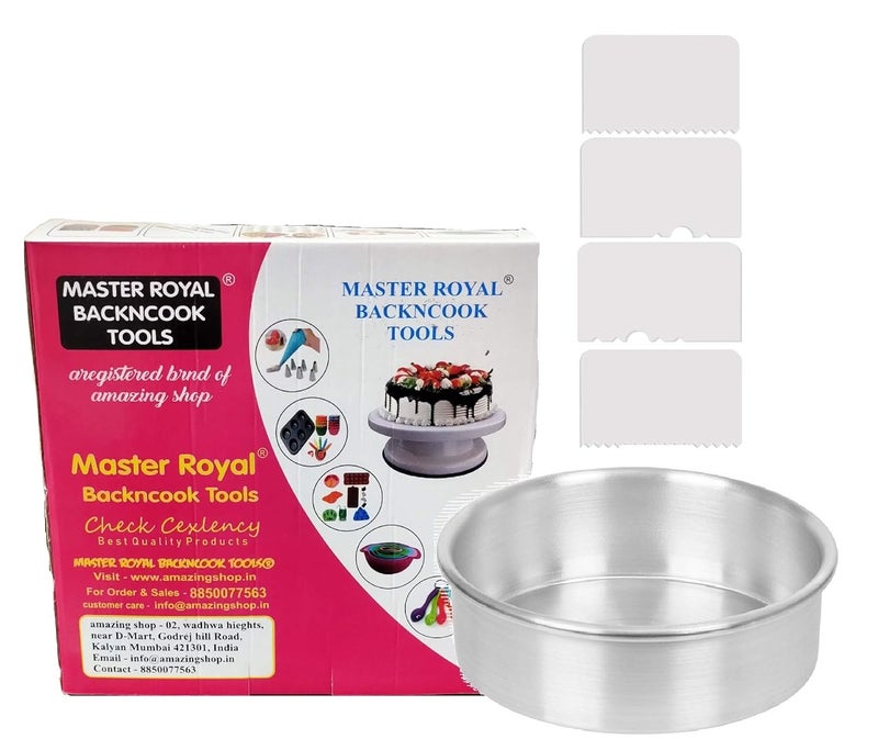 MASTER ROYAL BACKNCOOK TOOLS 1 Cake Turntable 1 Cake Aluminum Mold 4 pcs Scrapper Cake Tool Set - Image 1