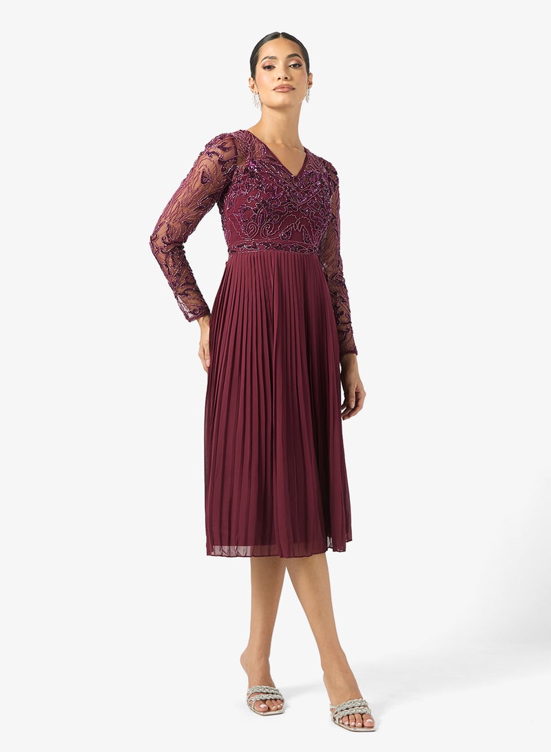 Frock and Frill V-Neck Frill Detailed Midi Dress - Image 1