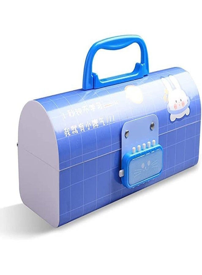 FROWWY Pen & Pencil Box Suitcase Style Password Lock Pencil Case, Multi-Layer Pencil Box,Boys,Girls,Stationary Organizer Case for Kids,Return Gift for Kids (Rabbit - Blue) - Image 1