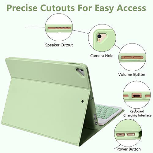 MMK Keyboard Case for iPad 10.2" 9th 8th 7th Generation, with Detachable Bluetooth Keyboard and Pencil Holder, for iPad 10.2 Inch/iPad Air 10.5"(3rd Gen)/iPad Pro 10.5 in, Auto Sleep/Wake Function (Green) - Image 3
