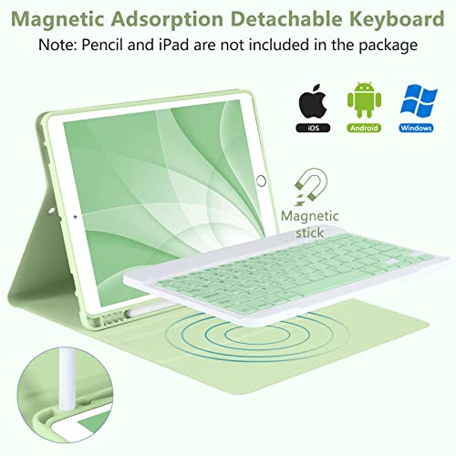 MMK Keyboard Case for iPad 10.2" 9th 8th 7th Generation, with Detachable Bluetooth Keyboard and Pencil Holder, for iPad 10.2 Inch/iPad Air 10.5"(3rd Gen)/iPad Pro 10.5 in, Auto Sleep/Wake Function (Green) - Image 4