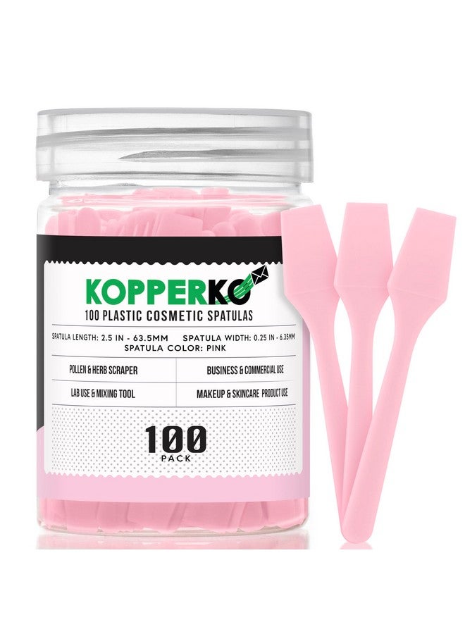 Kopperko 100 Pack 2.5 Inch Cosmetic Spatulas - Small Plastic Spatula for Cosmetics, Creams, & Crafts | Makeup Spatula or Multipurpose Mini Applicator for Mixing, Skincare, or Scraping Jars | Pink - Image 1