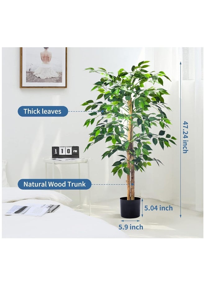 JOMILA Faux Plants Artificial Ficus Trees Eucalyptus Trees with Silk Leaves Fake Moss and Sturdy Nursery Pot, Fake Plants for Office Home Decor  - Image 3