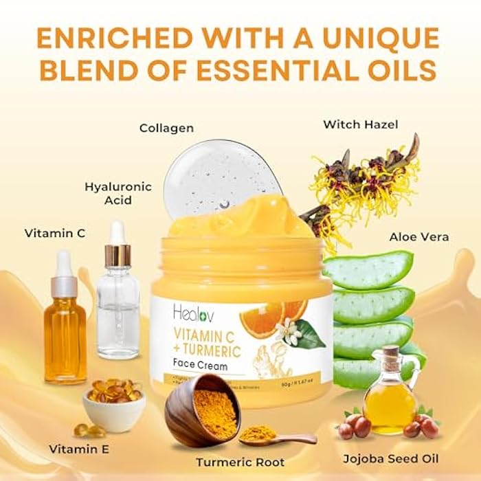 Healov Turmeric Face Cream for Dark Spots – Natural Turmeric Skin Brightening Lotion for Face & Body – Cleanse Skin, Fight Acne, Even Tone, Clear Scars, Sun Damage, & Hyperpigmentation – 50g / 1.67oz - Image 5