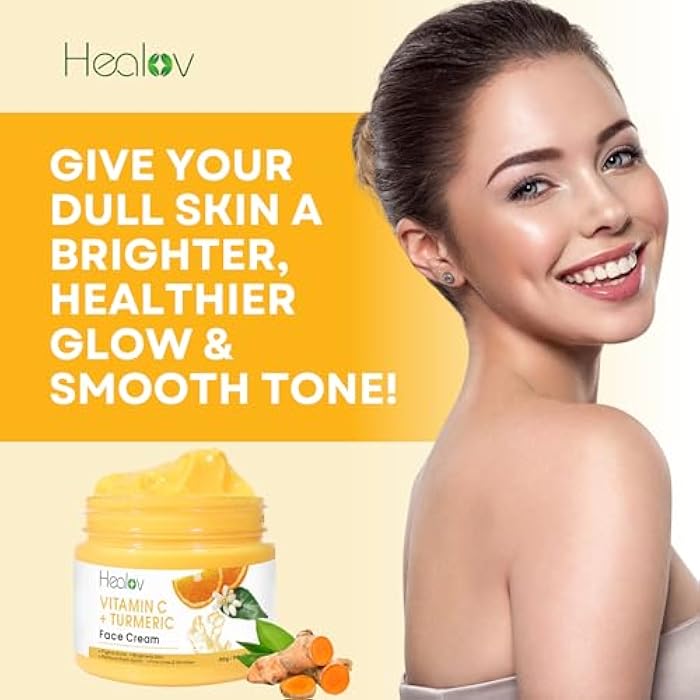 Healov Turmeric Face Cream for Dark Spots – Natural Turmeric Skin Brightening Lotion for Face & Body – Cleanse Skin, Fight Acne, Even Tone, Clear Scars, Sun Damage, & Hyperpigmentation – 50g / 1.67oz - Image 2