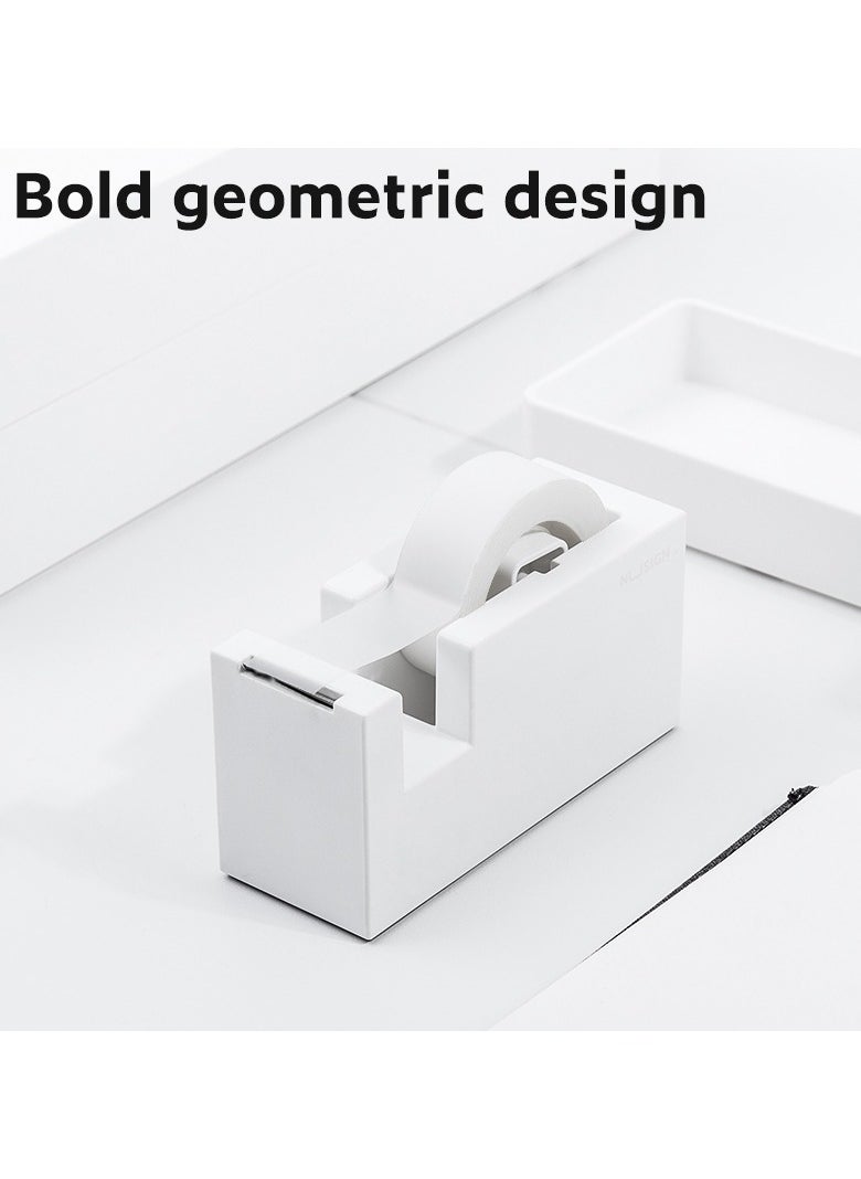 Deli Nusign ENS121 Modern Tape Dispenser - 18-60mm Width, 1Cr17 Blade & Non-Slip Silicone Base, White  - Image 3