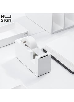 Deli Nusign ENS121 Modern Tape Dispenser - 18-60mm Width, 1Cr17 Blade & Non-Slip Silicone Base, White  - Image 2
