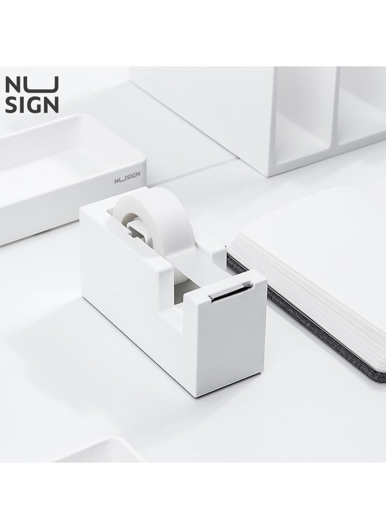 Deli Nusign ENS121 Modern Tape Dispenser - 18-60mm Width, 1Cr17 Blade & Non-Slip Silicone Base, White  - Image 2