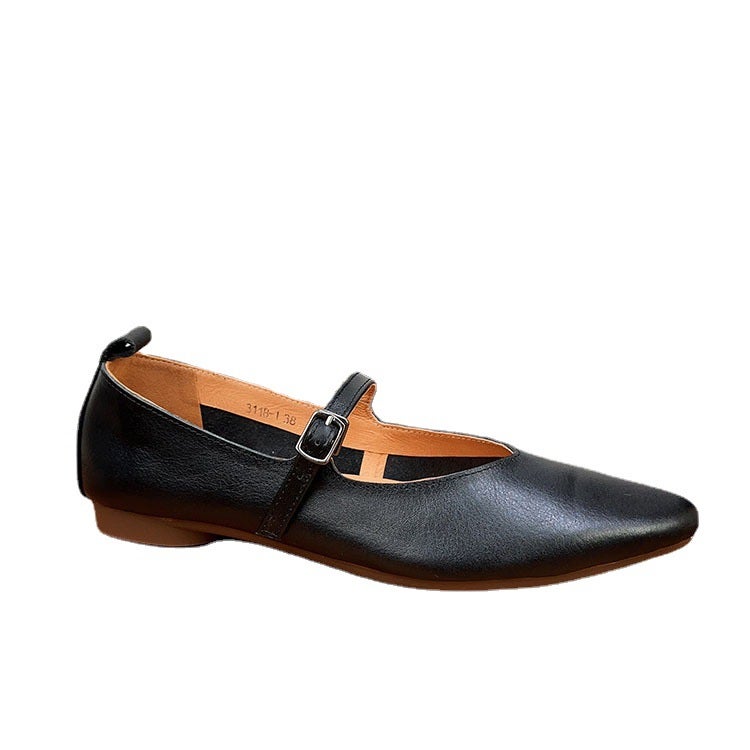 Women's Casual Loafer Shoes with Pointed Toe and Flat Heel in Leather - Image 5