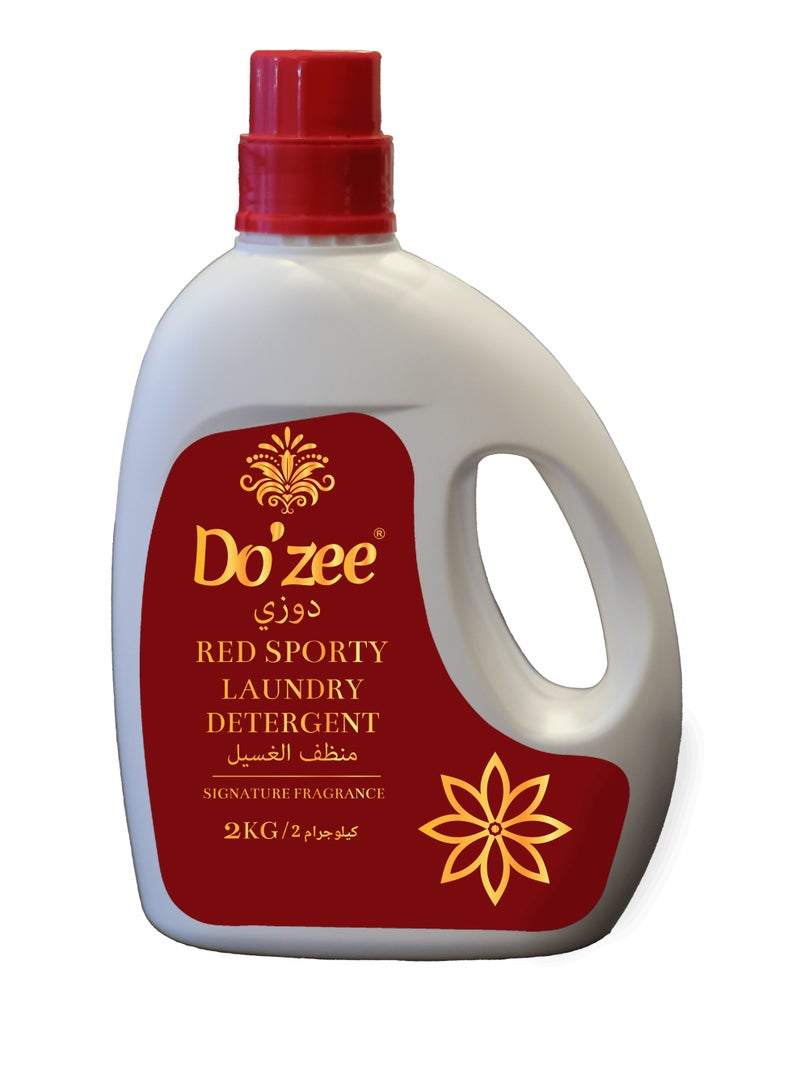 Do'zee Red Sporty Liquid Laundry Detergent, Signature Fragrance, 2L - Image 1