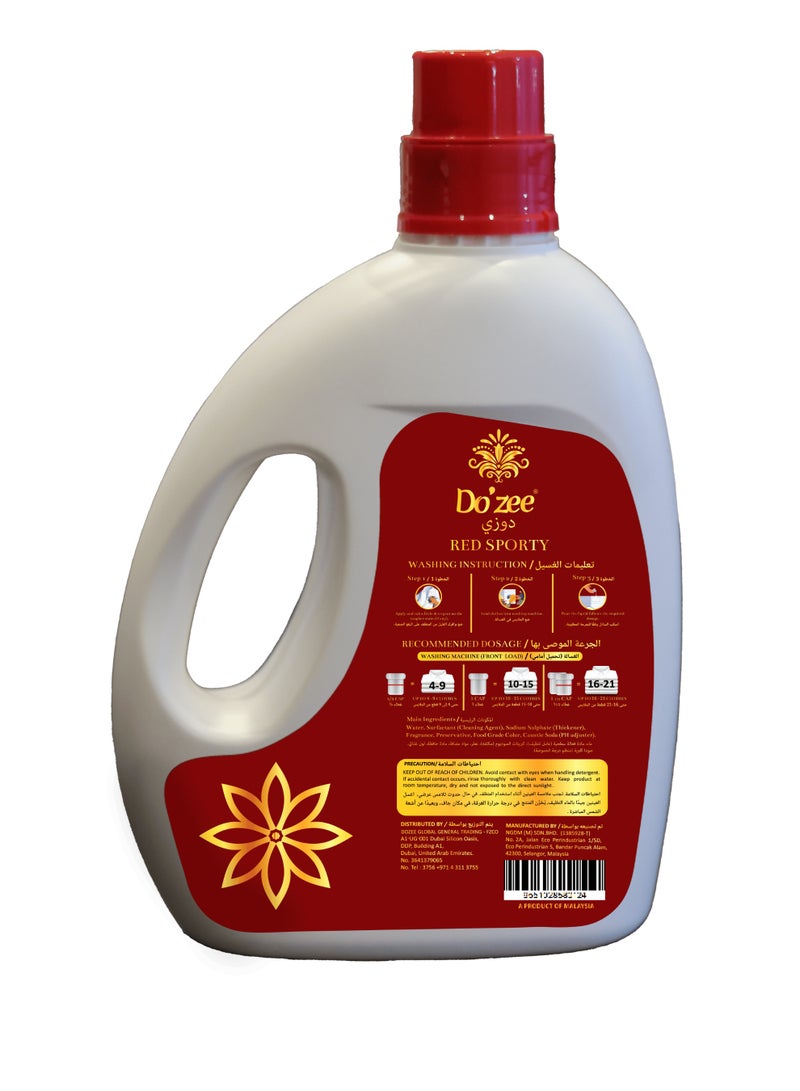 Do'zee Red Sporty Liquid Laundry Detergent, Signature Fragrance, 2L - Image 2
