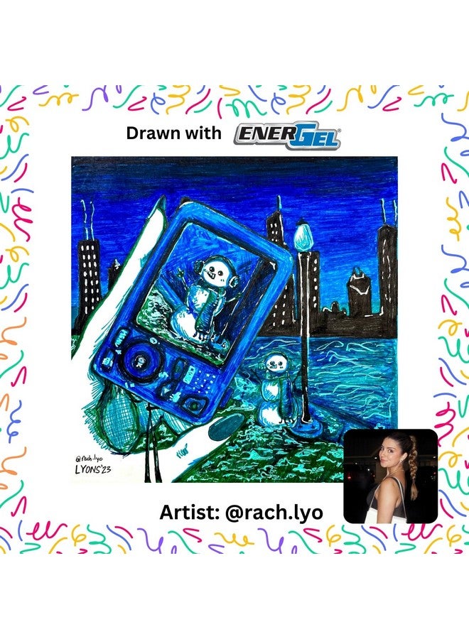 Pentel EnerGel RTX Retractable Liquid Gel Pen, Chill Expressions Pack, 0.7mm, Metal Tip, Medium Line,Assorted Ink, Pack of 8 Pens (BL77XCHIBP8M) - Image 3