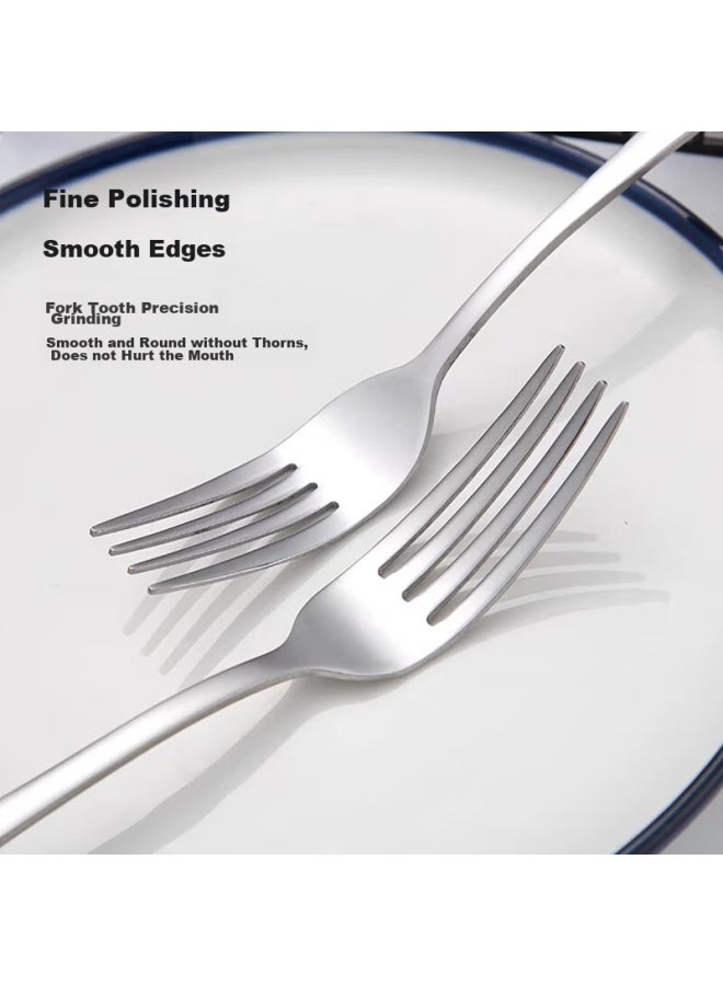 Pick up paintings Shihua Stainless Steel Forks, 2-piece Set, Western-style Tablespoons, For Home Use, Dessert Mixing Spoons, Fruit Salad And Noodle Forks  - Image 4