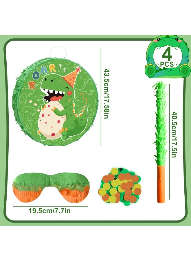 FRUITFUL PARTY Dinosaur Round Pinata, Green Dinosaur Party Pinata Bundle - Large Prehistoric Creature Pinata, Jurassic Adventure Party Game Decorations Party Stick etc Dinosaur Pinata Birthday Party Supplies - Image 2