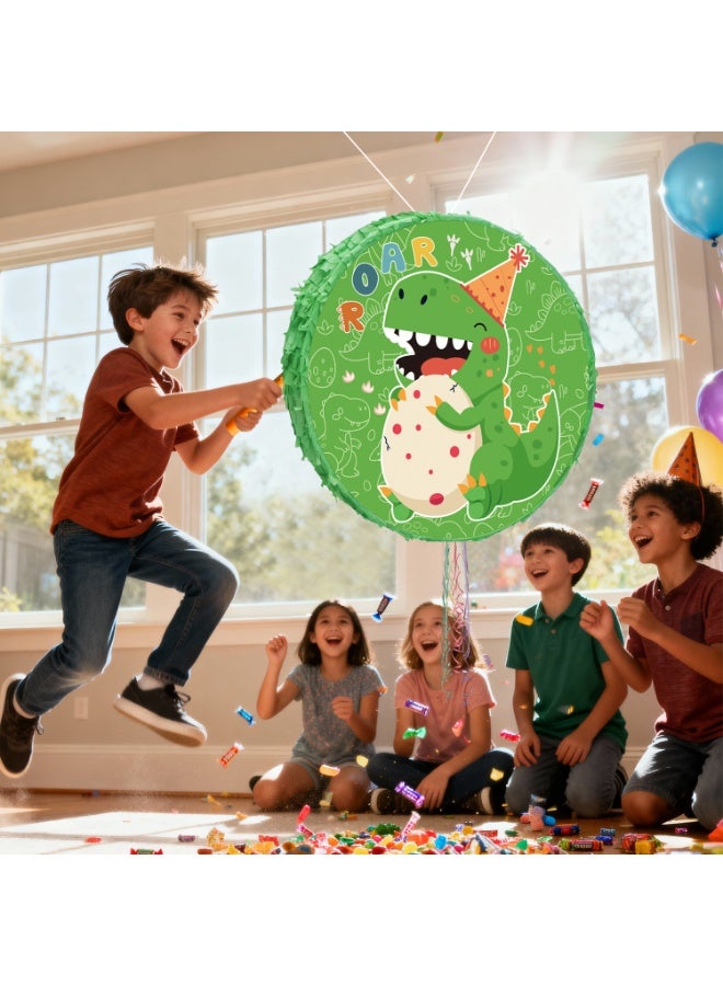 FRUITFUL PARTY Dinosaur Round Pinata, Green Dinosaur Party Pinata Bundle - Large Prehistoric Creature Pinata, Jurassic Adventure Party Game Decorations Party Stick etc Dinosaur Pinata Birthday Party Supplies - Image 5