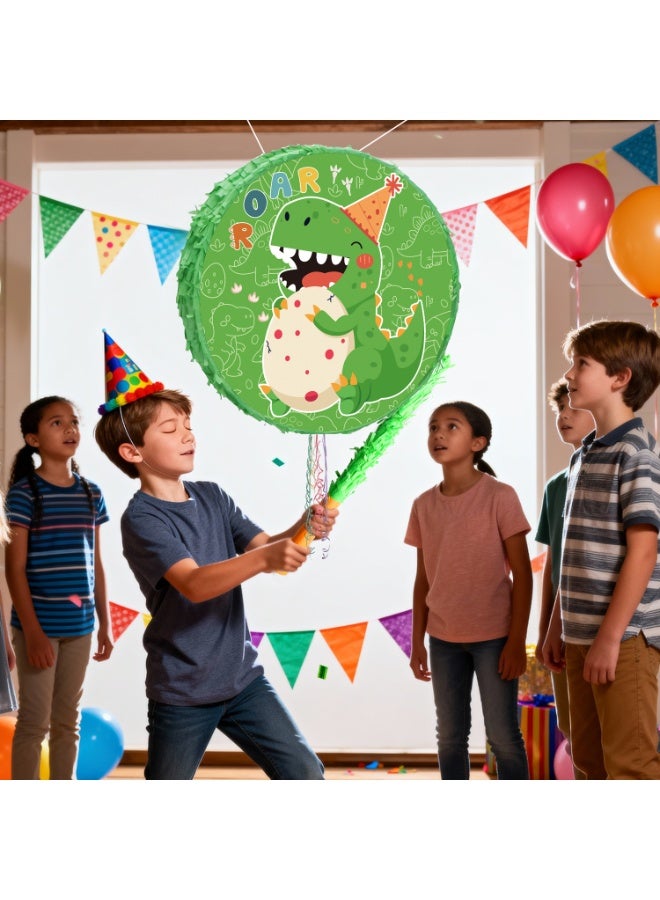 FRUITFUL PARTY Dinosaur Round Pinata, Green Dinosaur Party Pinata Bundle - Large Prehistoric Creature Pinata, Jurassic Adventure Party Game Decorations Party Stick etc Dinosaur Pinata Birthday Party Supplies - Image 4